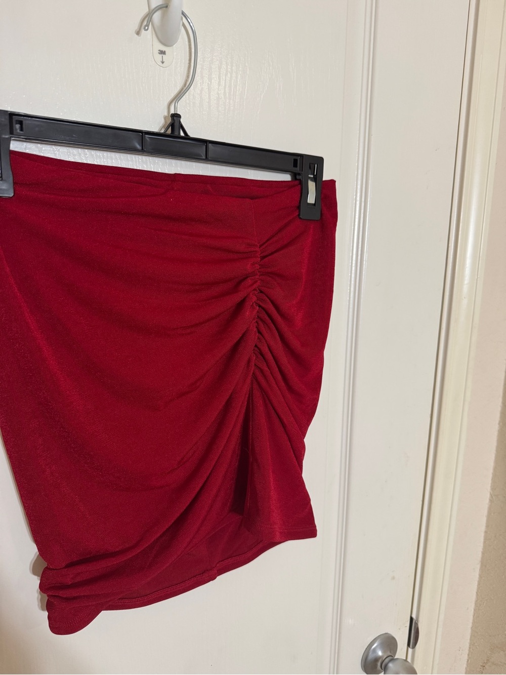 Naked Wardrobe Red Side Ruched Bodycon Mini Skirt Night Out Y2K Party M - Picture 2 of 5